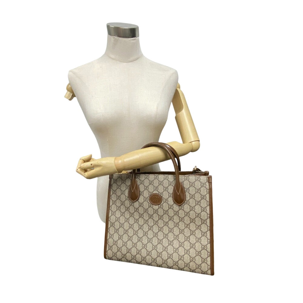GUCCI Handbag 659983 PVC, Leather beige 2WAY handbag GG Supreme Women Used Authentic