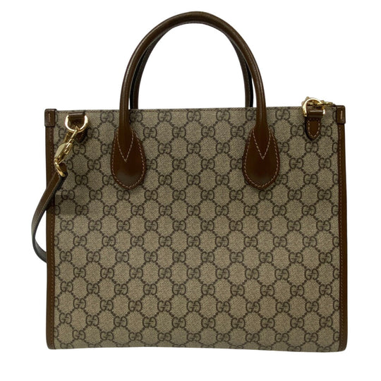 GUCCI Handbag 659983 PVC, Leather beige 2WAY handbag GG Supreme Women Used Authentic