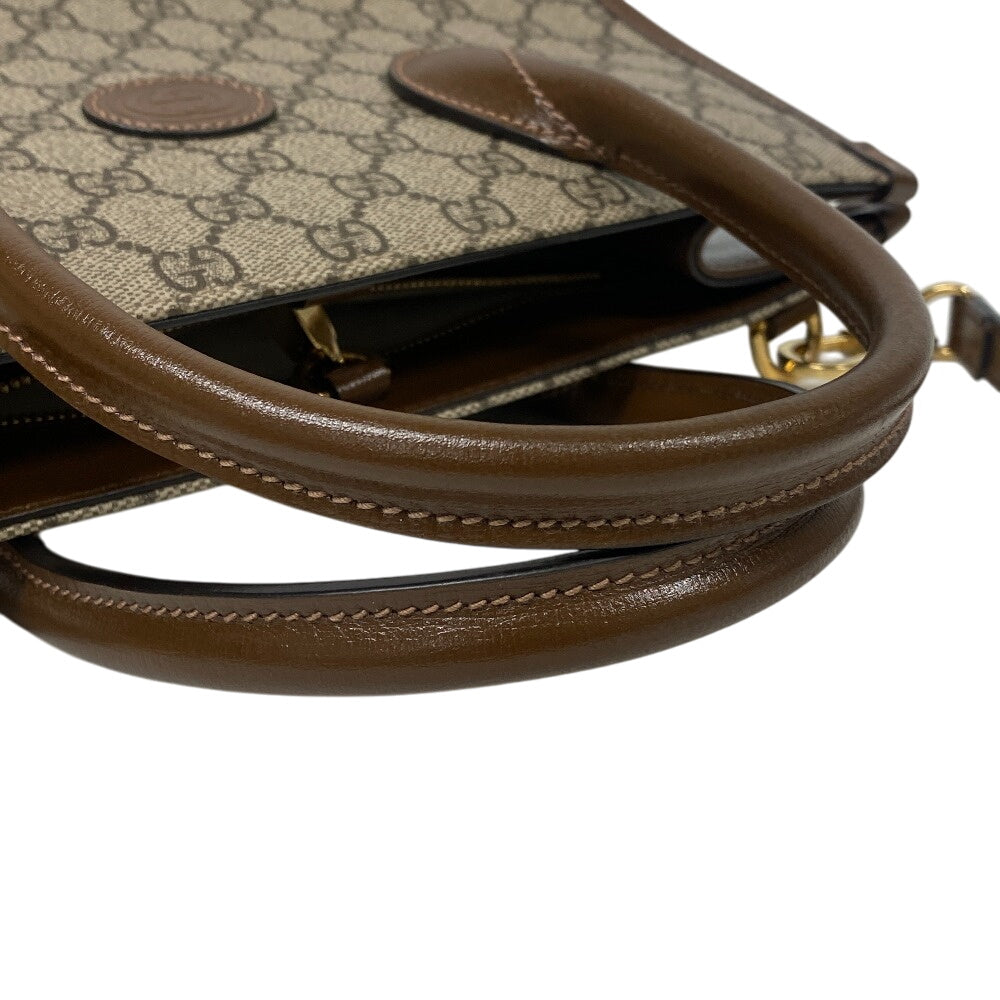 GUCCI Handbag 659983 PVC, Leather beige 2WAY handbag GG Supreme Women Used Authentic