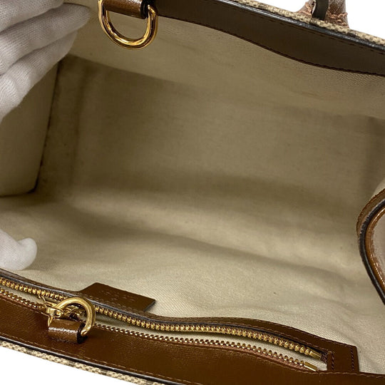 GUCCI Handbag 659983 PVC, Leather beige 2WAY handbag GG Supreme Women Used Authentic