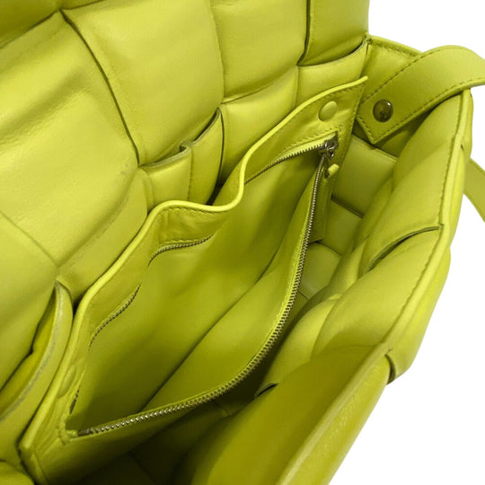 BOTTEGAVENETA Shoulder Bag leather yellow Padded cassette INTRECCIATO Women Used Authentic