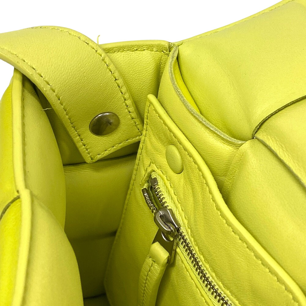 BOTTEGAVENETA Shoulder Bag leather yellow Padded cassette INTRECCIATO Women Used Authentic