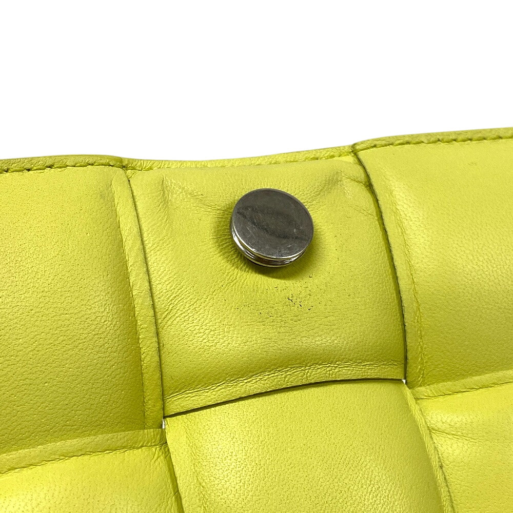 BOTTEGAVENETA Shoulder Bag leather yellow Padded cassette INTRECCIATO Women Used Authentic