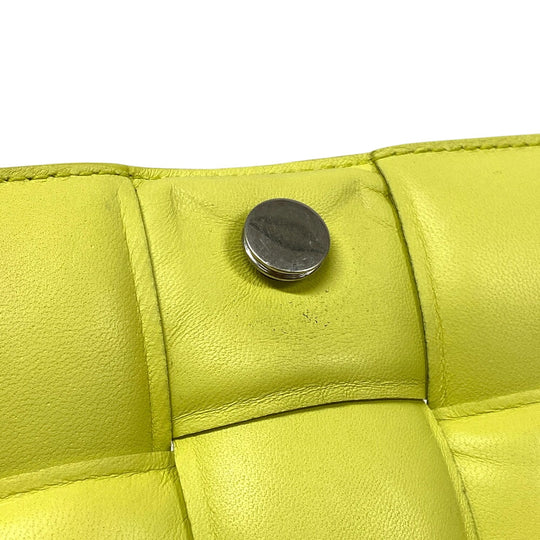 BOTTEGAVENETA Shoulder Bag leather yellow Padded cassette INTRECCIATO Women Used Authentic