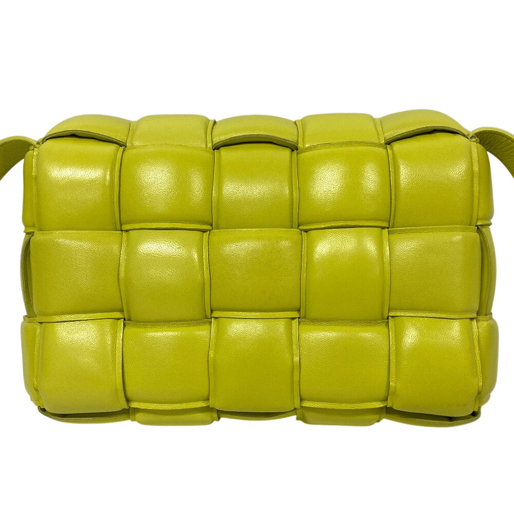 BOTTEGAVENETA Shoulder Bag leather yellow Padded cassette INTRECCIATO Women Used Authentic