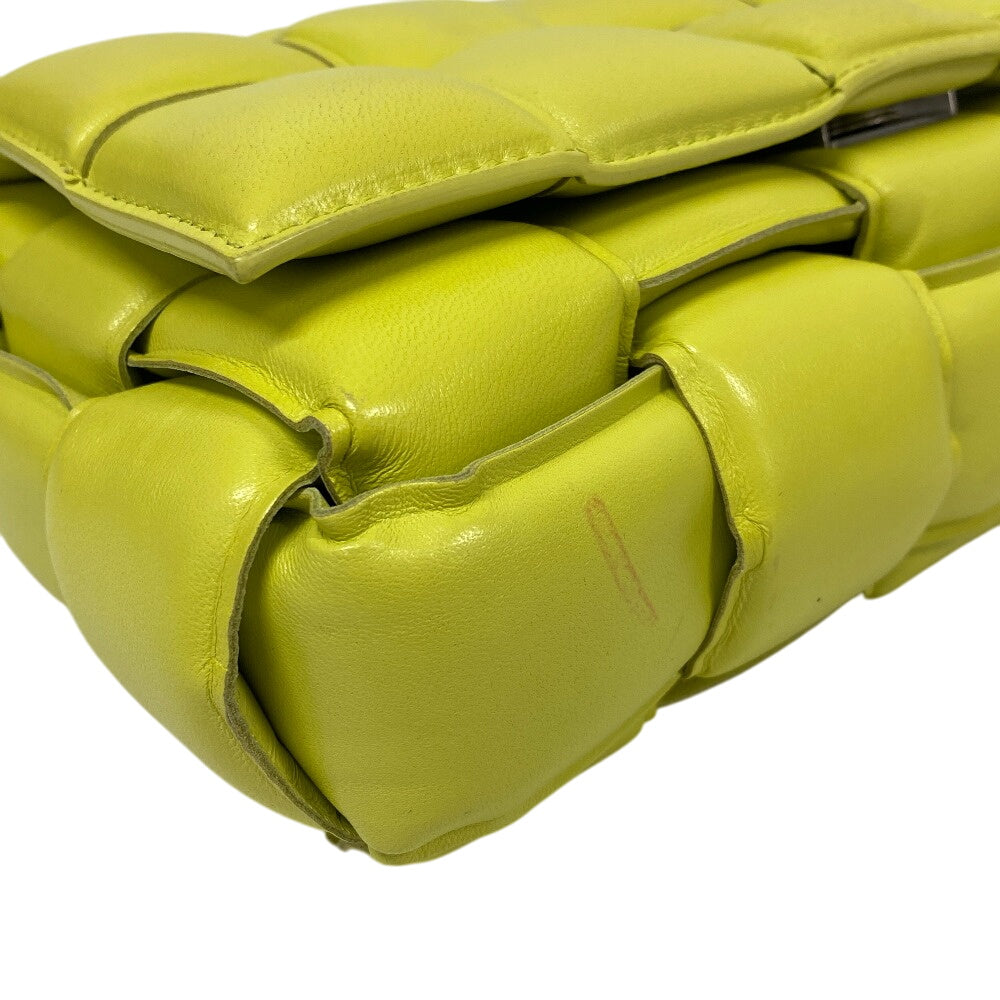 BOTTEGAVENETA Shoulder Bag leather yellow Padded cassette INTRECCIATO Women Used Authentic