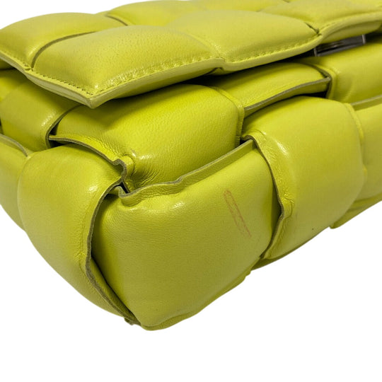 BOTTEGAVENETA Shoulder Bag leather yellow Padded cassette INTRECCIATO Women Used Authentic