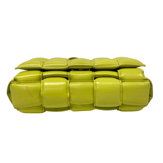 BOTTEGAVENETA Shoulder Bag leather yellow Padded cassette INTRECCIATO Women Used Authentic