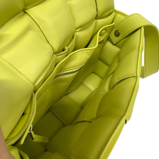 BOTTEGAVENETA Shoulder Bag leather yellow Padded cassette INTRECCIATO Women Used Authentic