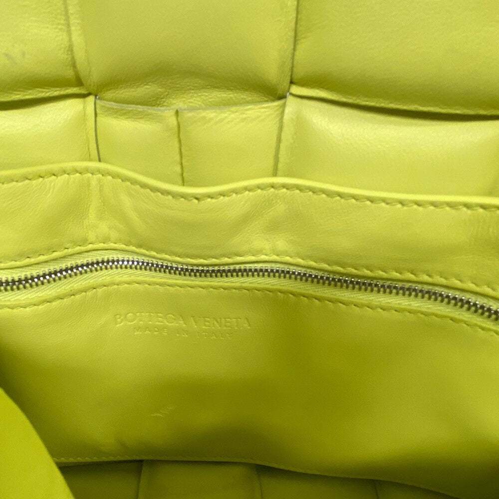 BOTTEGAVENETA Shoulder Bag leather yellow Padded cassette INTRECCIATO Women Used Authentic