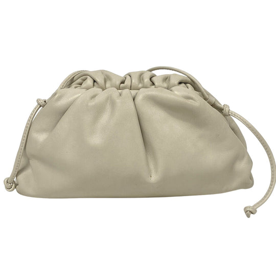 BOTTEGAVENETA Shoulder Bag leather white Pouch Women Used Authentic