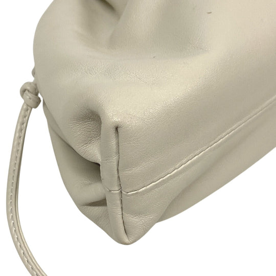 BOTTEGAVENETA Shoulder Bag leather white Pouch Women Used Authentic