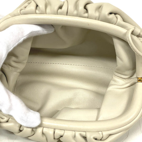 BOTTEGAVENETA Shoulder Bag leather white Pouch Women Used Authentic