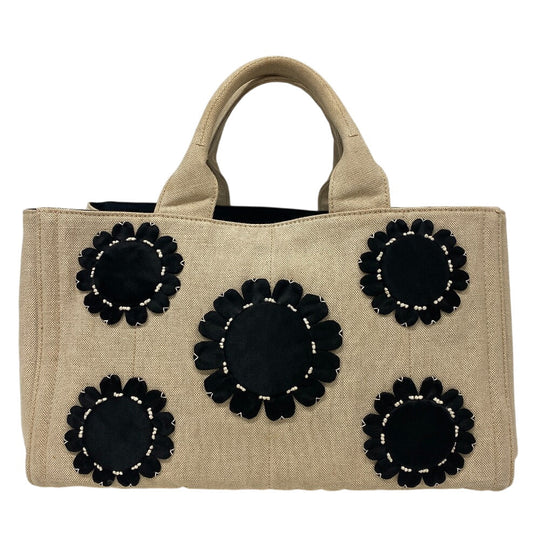 PRADA Tote Bag canvas white Mistrino Canapa flour Women Used Authentic