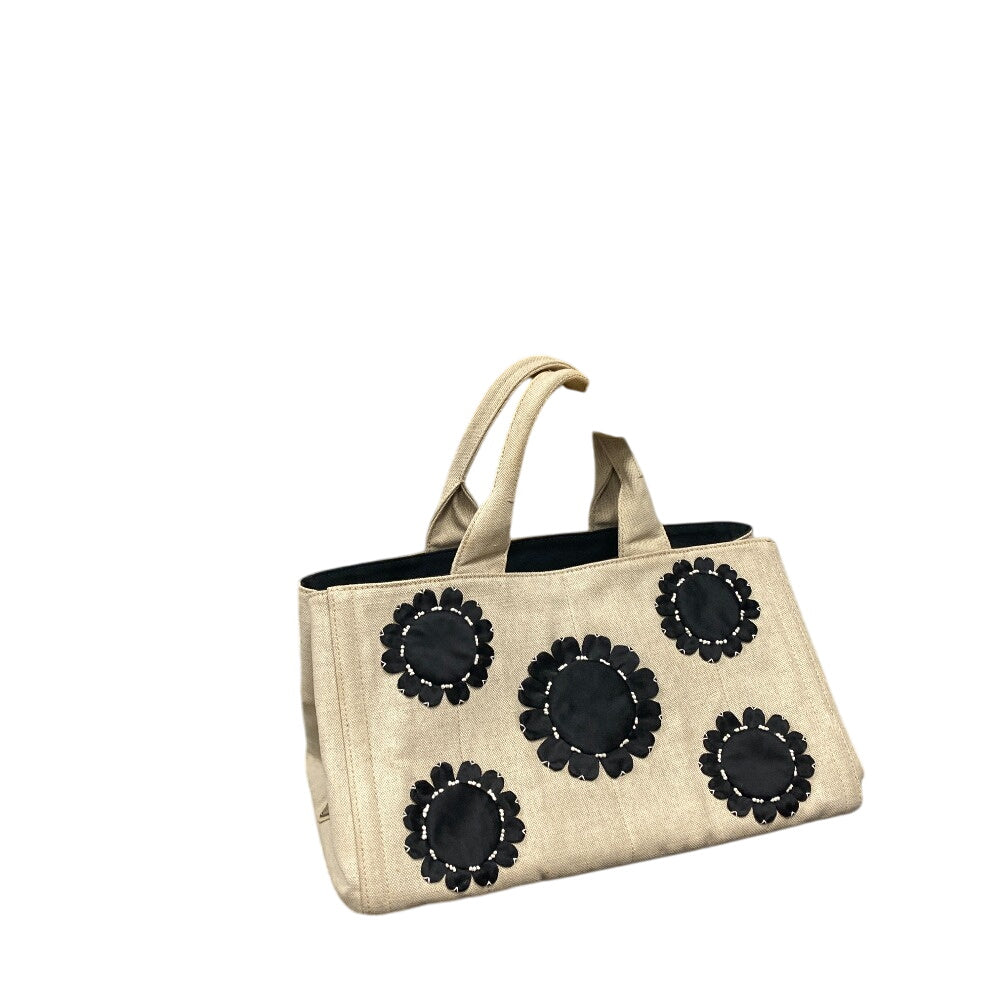 PRADA Tote Bag canvas white Mistrino Canapa flour Women Used Authentic