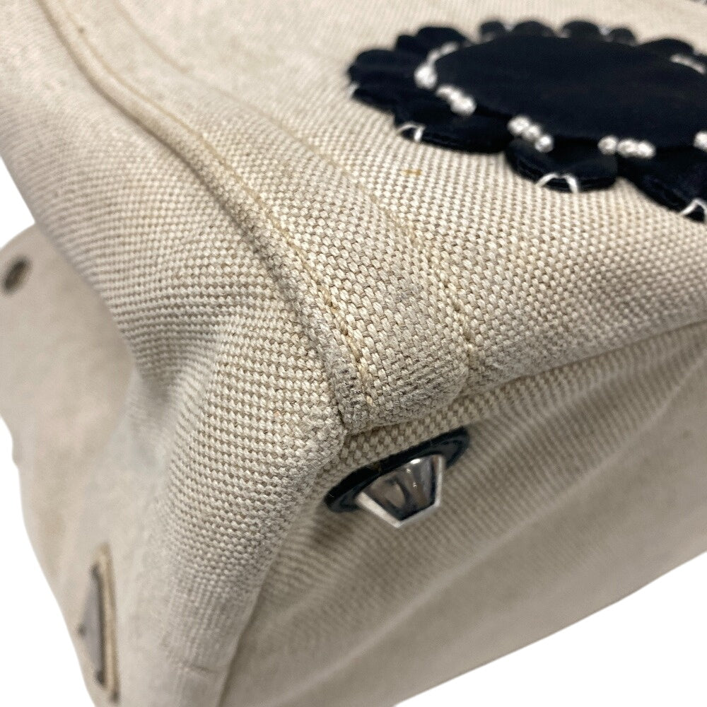 PRADA Tote Bag canvas white Mistrino Canapa flour Women Used Authentic