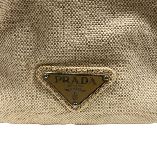 PRADA Tote Bag canvas white Mistrino Canapa flour Women Used Authentic