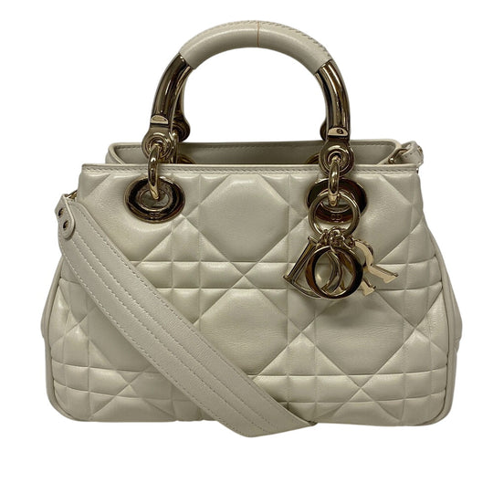 Christian Dior Handbag M0699OVJX leather white 2WAY handbag Cannage Lady Women Used Authentic