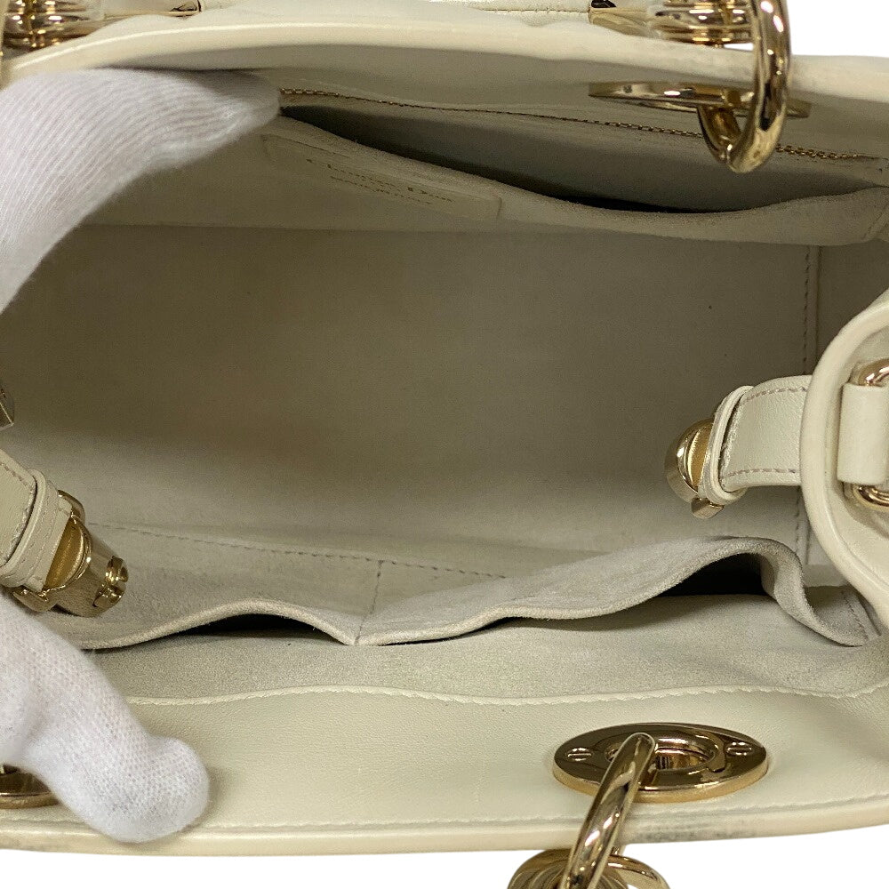 Christian Dior Handbag M0699OVJX leather white 2WAY handbag Cannage Lady Women Used Authentic