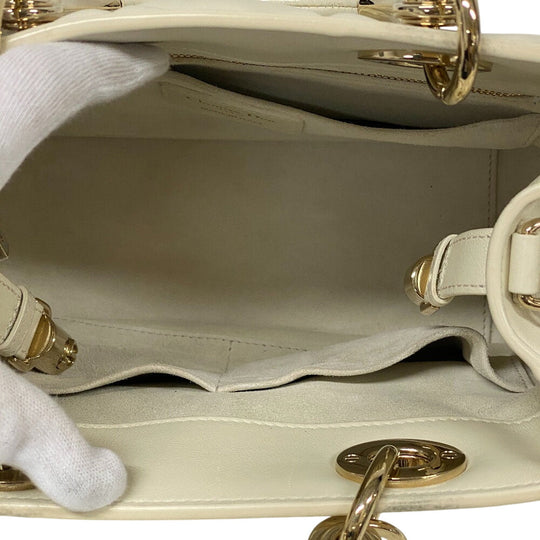 Christian Dior Handbag M0699OVJX leather white 2WAY handbag Cannage Lady Women Used Authentic