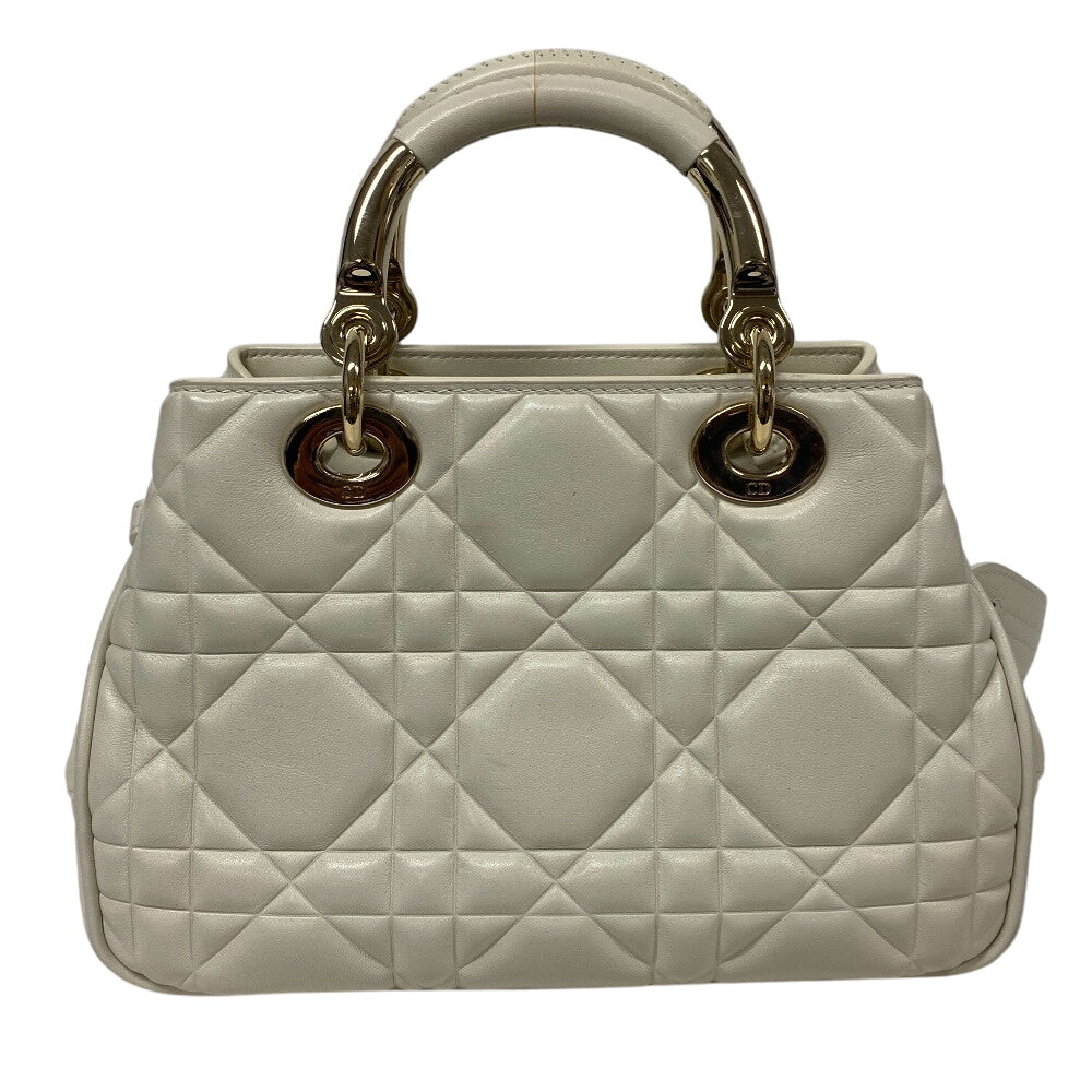 Christian Dior Handbag M0699OVJX leather white 2WAY handbag Cannage Lady Women Used Authentic