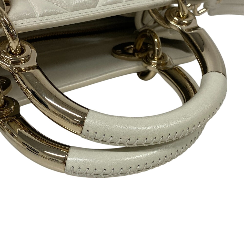 Christian Dior Handbag M0699OVJX leather white 2WAY handbag Cannage Lady Women Used Authentic
