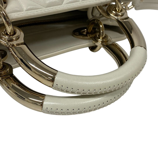 Christian Dior Handbag M0699OVJX leather white 2WAY handbag Cannage Lady Women Used Authentic