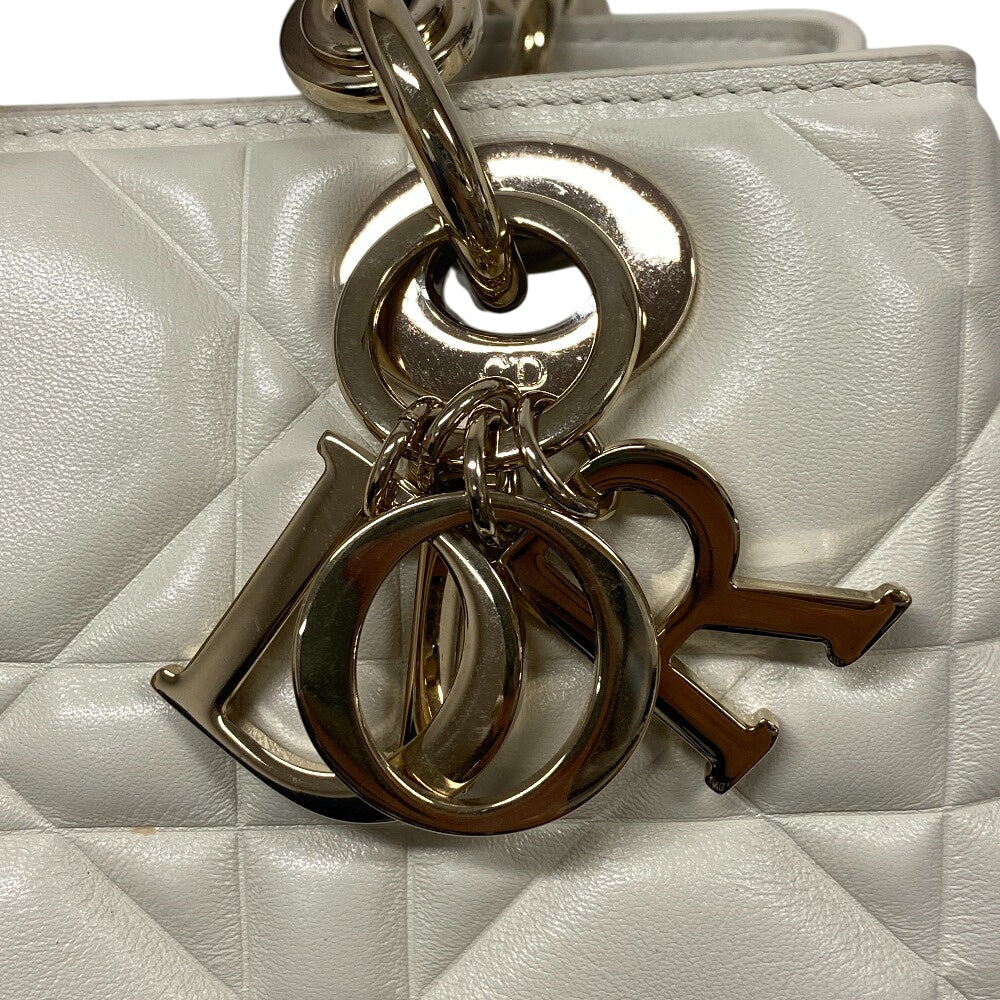 Christian Dior Handbag M0699OVJX leather white 2WAY handbag Cannage Lady Women Used Authentic