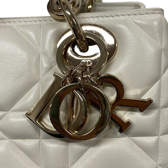 Christian Dior Handbag M0699OVJX leather white 2WAY handbag Cannage Lady Women Used Authentic