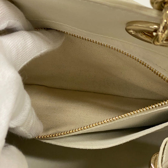 Christian Dior Handbag M0699OVJX leather white 2WAY handbag Cannage Lady Women Used Authentic