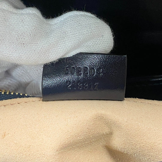 GUCCI Shoulder Bag 602204 Leather, Velour Navy Velor x leather Horsebit 1955 Women Used Authentic