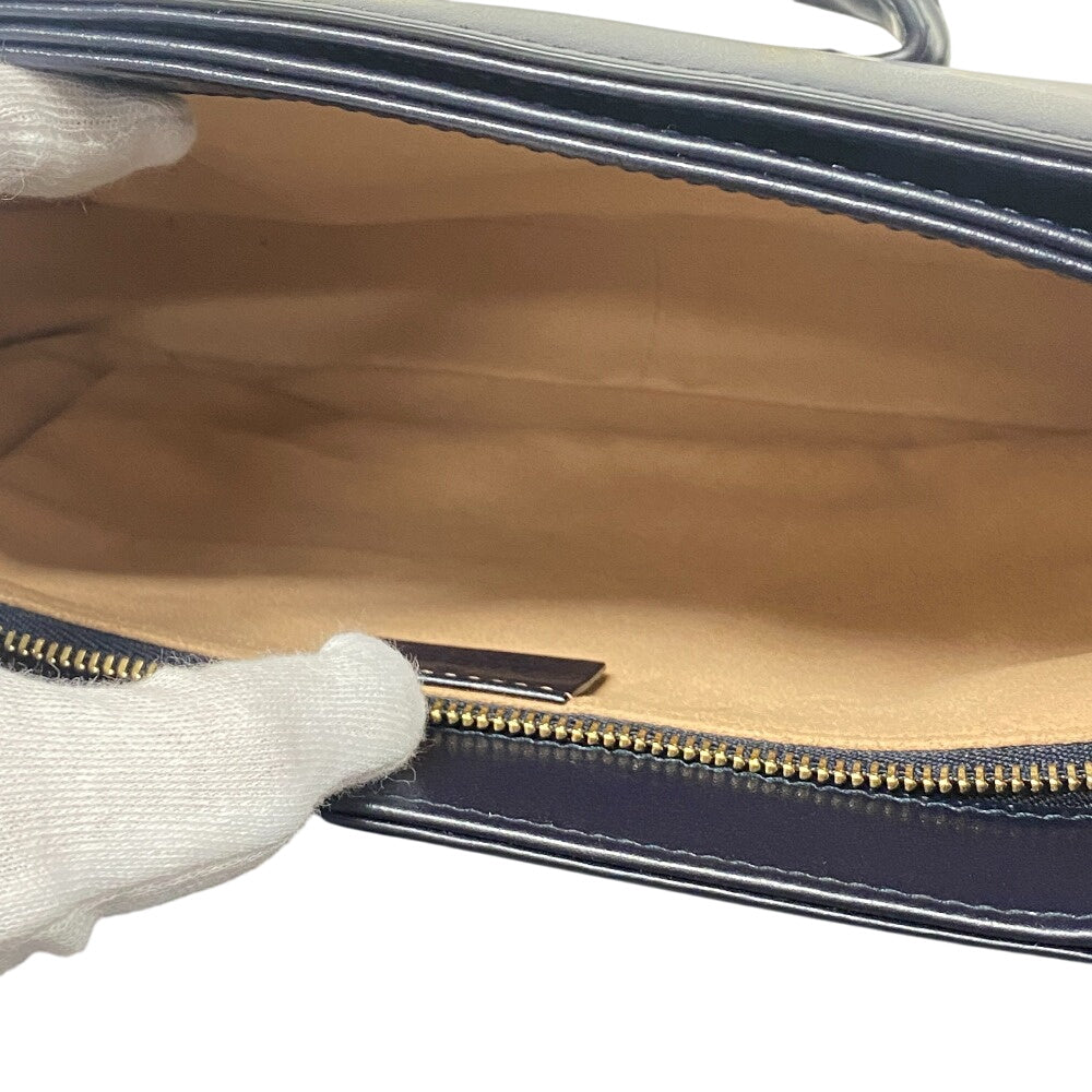 GUCCI Shoulder Bag 602204 Leather, Velour Navy Velor x leather Horsebit 1955 Women Used Authentic