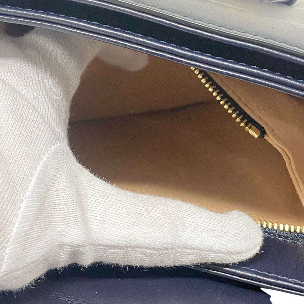 GUCCI Shoulder Bag 602204 Leather, Velour Navy Velor x leather Horsebit 1955 Women Used Authentic