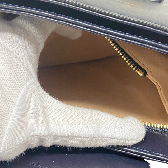 GUCCI Shoulder Bag 602204 Leather, Velour Navy Velor x leather Horsebit 1955 Women Used Authentic