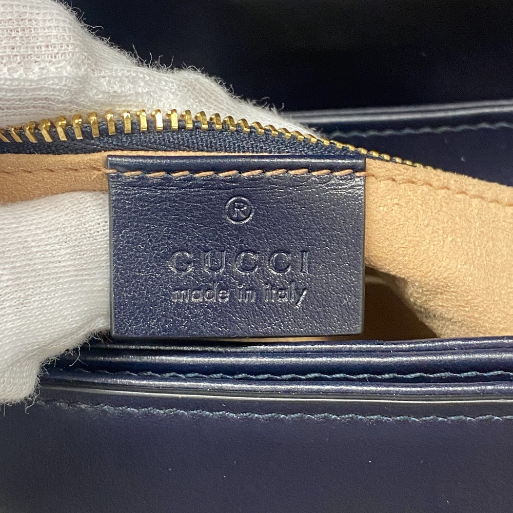 GUCCI Shoulder Bag 602204 Leather, Velour Navy Velor x leather Horsebit 1955 Women Used Authentic