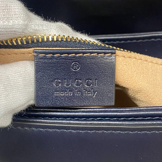 GUCCI Shoulder Bag 602204 Leather, Velour Navy Velor x leather Horsebit 1955 Women Used Authentic