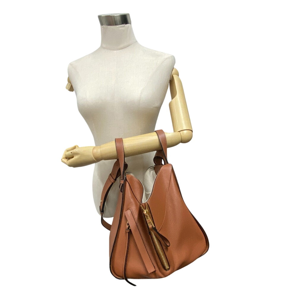 LOEWE Handbag leather Brown 2WAY handbag Hammock Drawstring Small Women Used Authentic