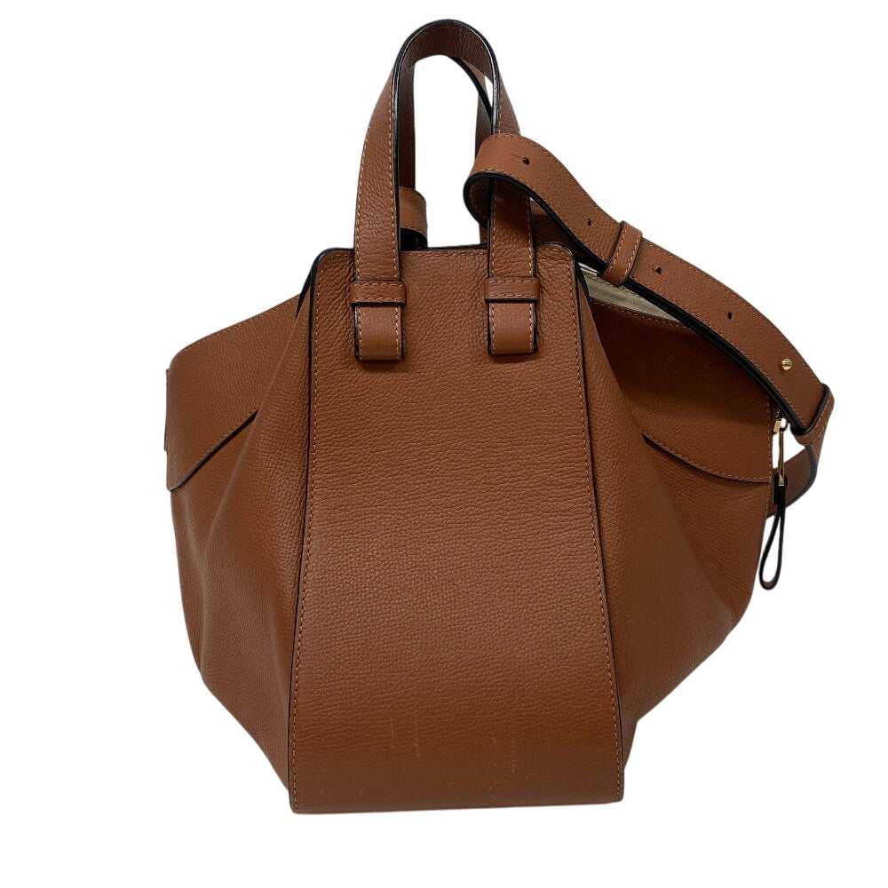 LOEWE Handbag leather Brown 2WAY handbag Hammock Drawstring Small Women Used Authentic