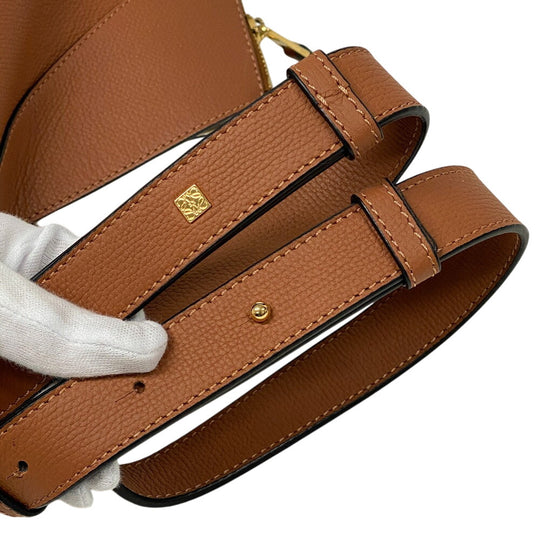 LOEWE Handbag leather Brown 2WAY handbag Hammock Drawstring Small Women Used Authentic