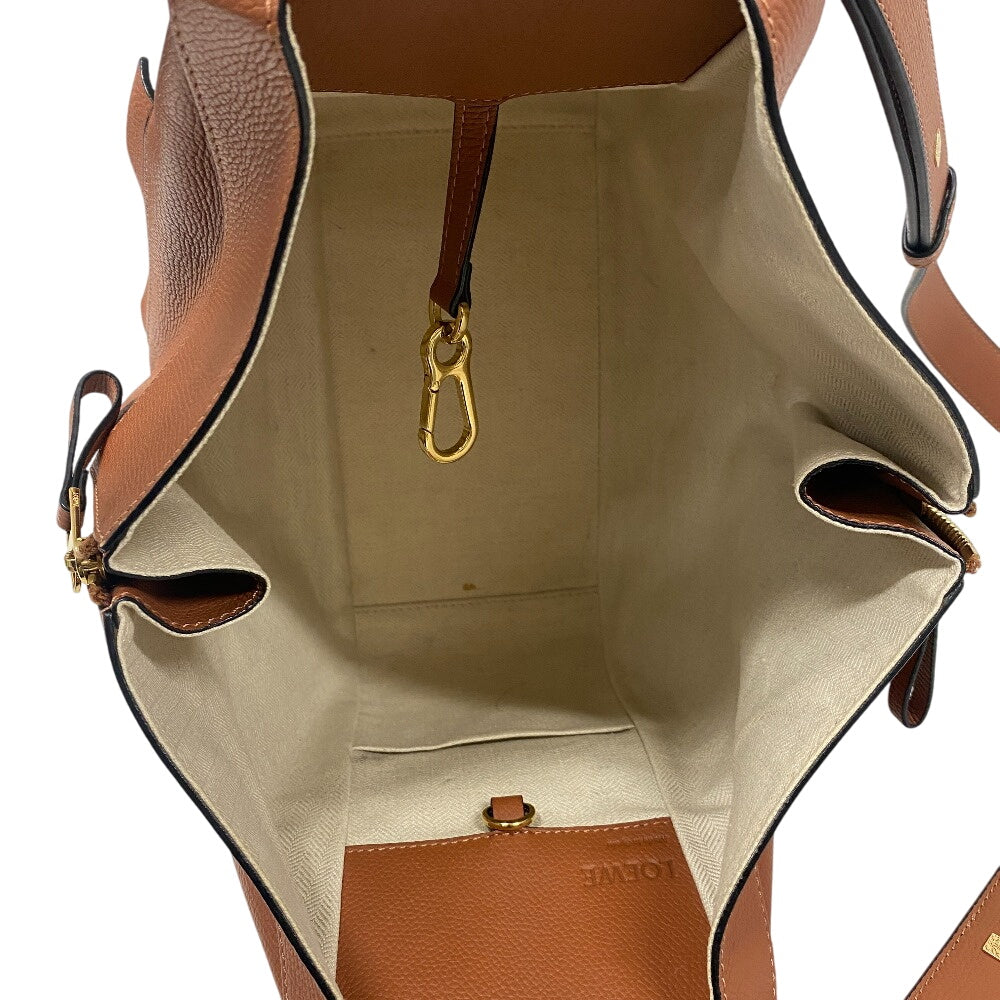 LOEWE Handbag leather Brown 2WAY handbag Hammock Drawstring Small Women Used Authentic