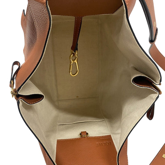 LOEWE Handbag leather Brown 2WAY handbag Hammock Drawstring Small Women Used Authentic