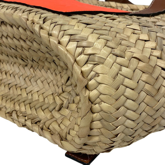 LOEWE Handbag Leather, Raffia beige Basket bag Raffia x leather basket Women Used Authentic