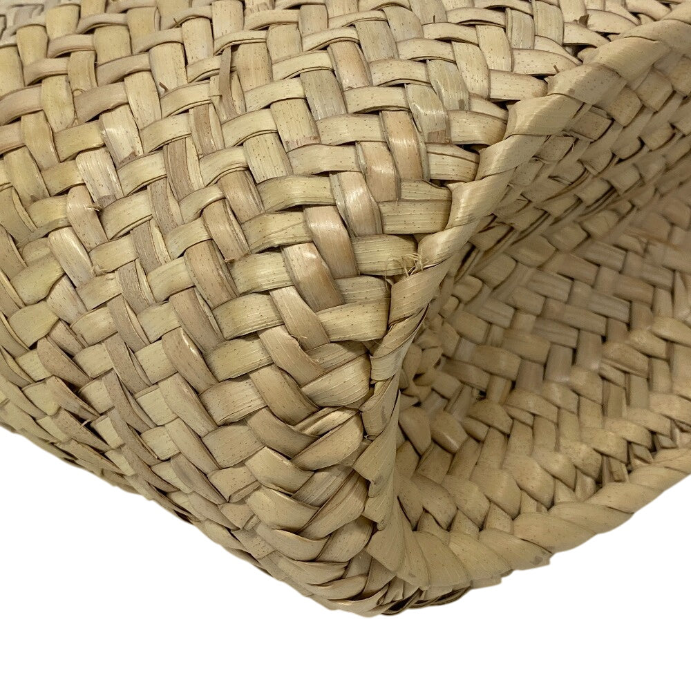 LOEWE Handbag Leather, Raffia beige Basket bag Raffia x leather basket Women Used Authentic