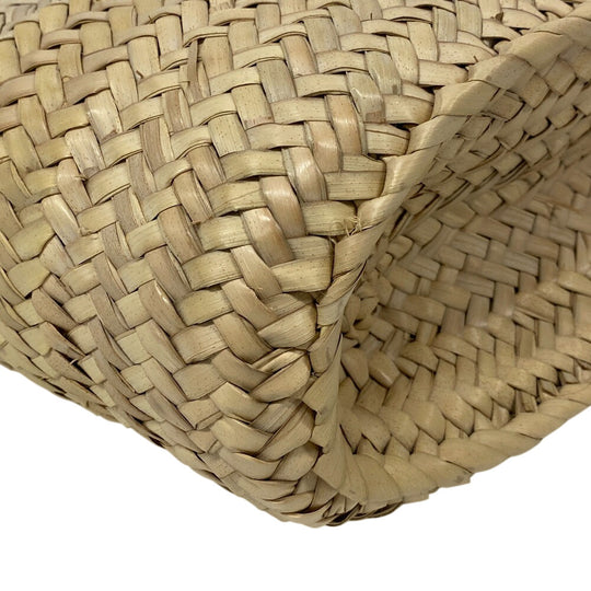 LOEWE Handbag Leather, Raffia beige Basket bag Raffia x leather basket Women Used Authentic