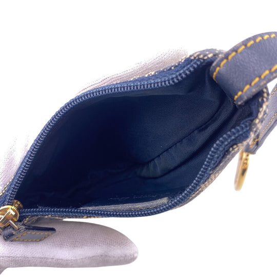 Christian Dior Coin case Canvas, Leather Navy saddle Trotter Women Used Authentic