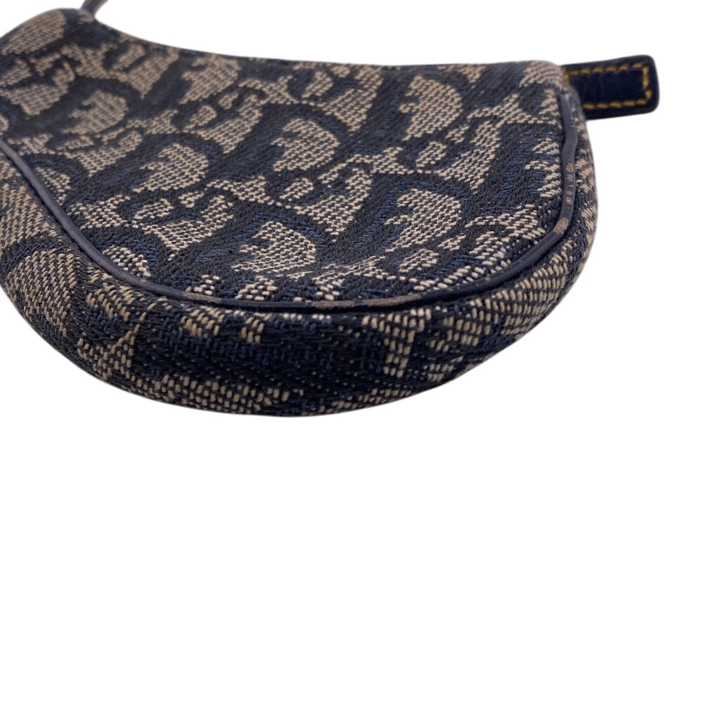 Christian Dior Coin case Canvas, Leather Navy saddle Trotter Women Used Authentic