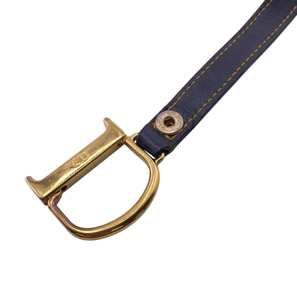 Christian Dior Coin case Canvas, Leather Navy saddle Trotter Women Used Authentic