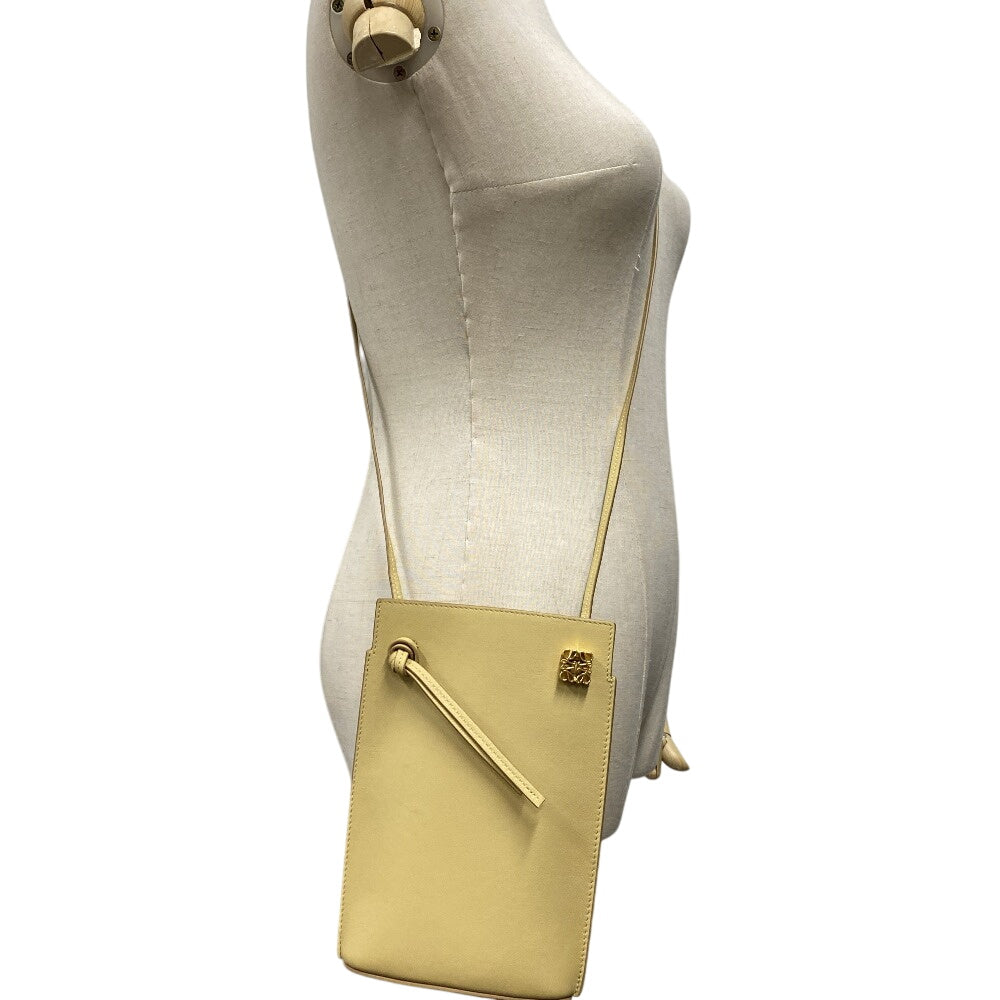 LOEWE Shoulder Bag leather beige dice pocket Women Used Authentic