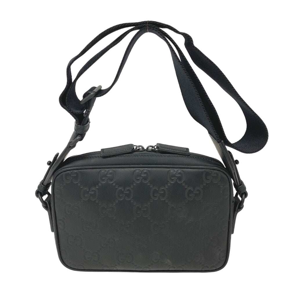 GUCCI Shoulder Bag 771293 rubber black GG Rubber mens Used Authentic