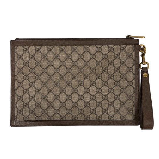 GUCCI Clutch bag 647925 PVC, Leather Brown Disney Donald GG Supreme mens(Unisex) Used Authentic
